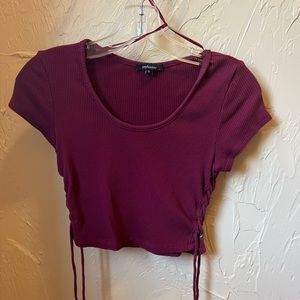 Maroon Scoop Neck Crop Top